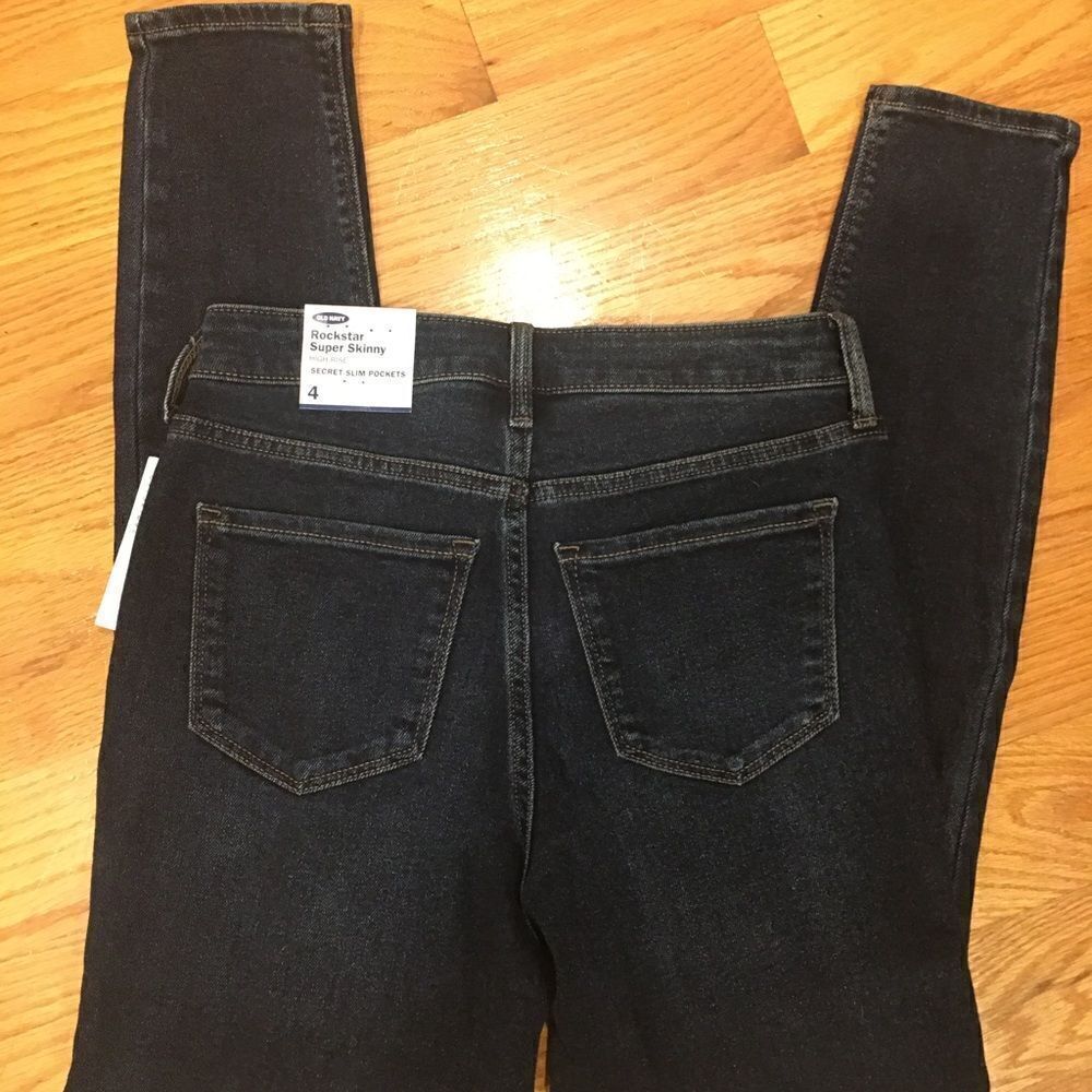 Old Navy Rockstar size 4 super skinny blue distressed ripped jeans high rise